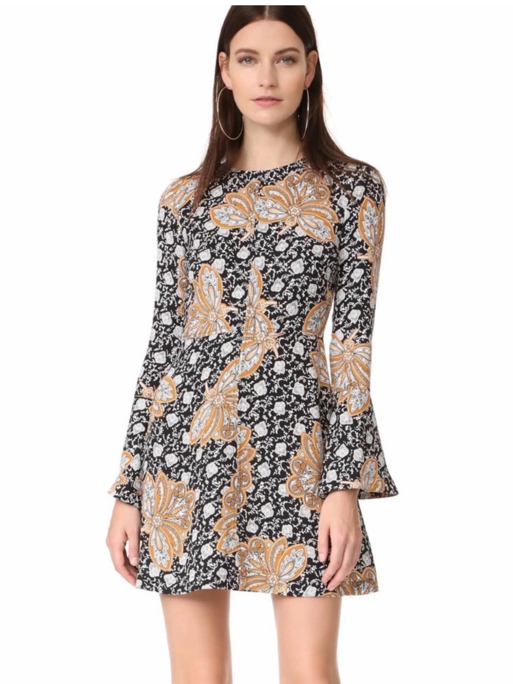 A.L.C. Trixie Silk Bell Sleeve Mini Dress Size 2